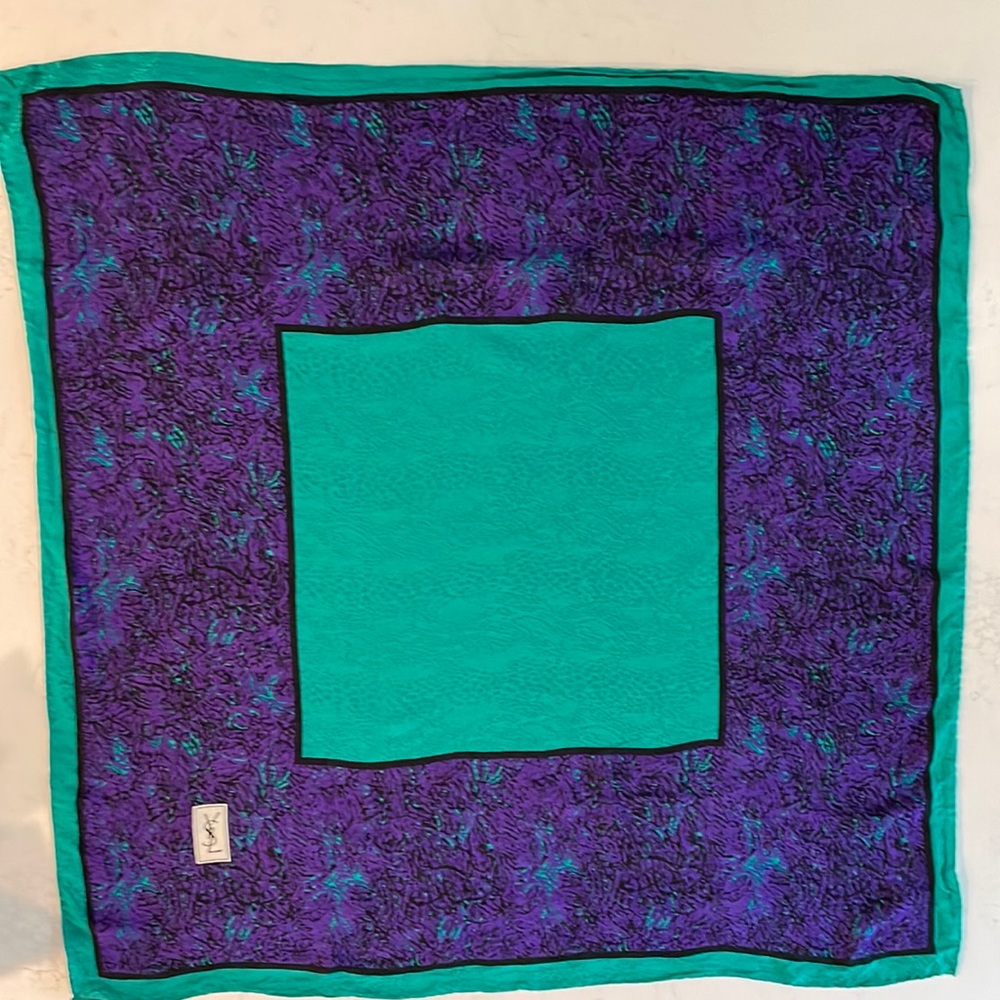 Saint Laurent YSL Square Silk Scarf